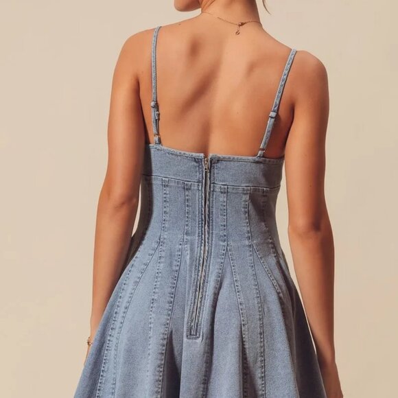 ✨NWT‎ SO ME A Line Fit and Flare Denim Mini Dress - Picture 2 of 16
